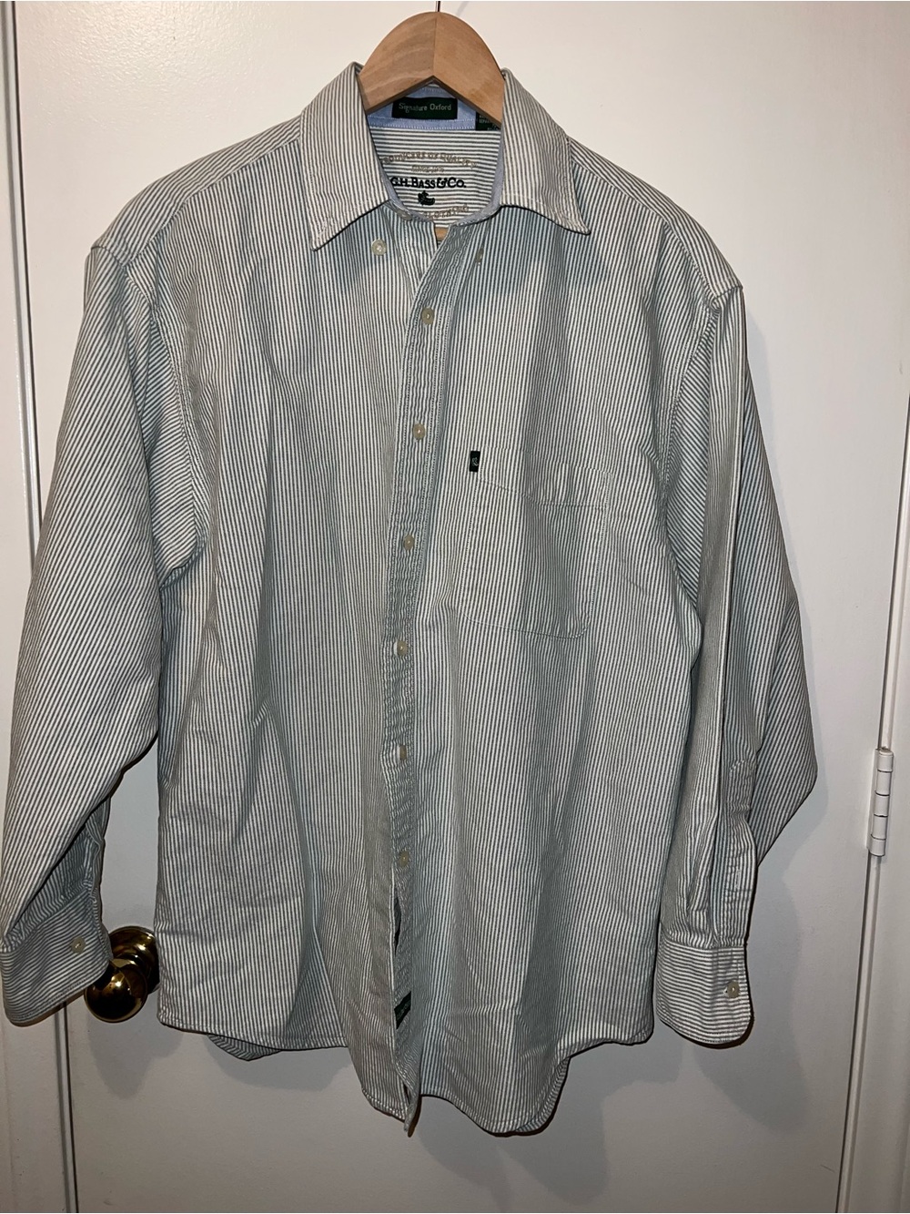 G.H. Bass & Co. Men's Blue and White Pinstripe Dress Shirt